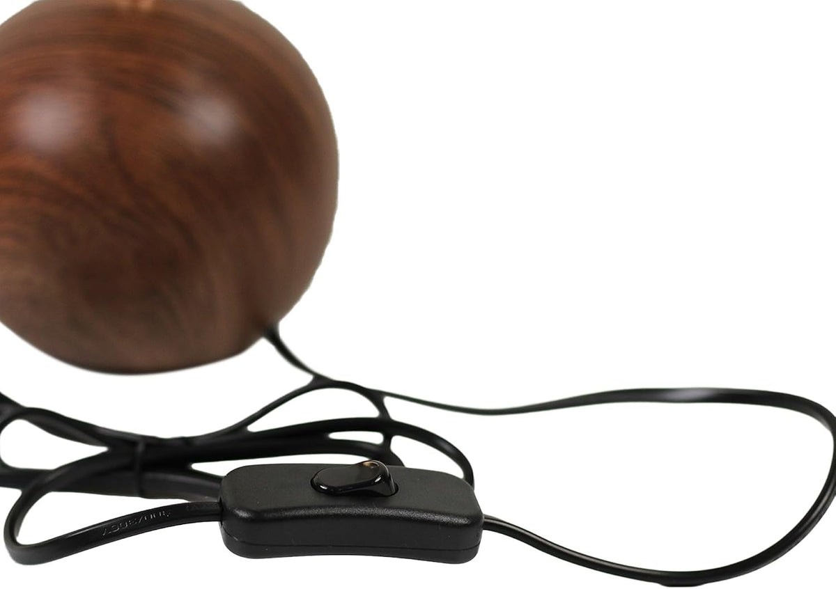 Genesolar Ceramic Globe Table Lamp – Walnut Base, Beige Shade