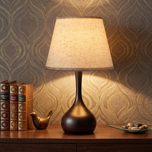 Genesolar Touch Bedside Table Lamp – 3-Way Dimmable with Fabric Shade