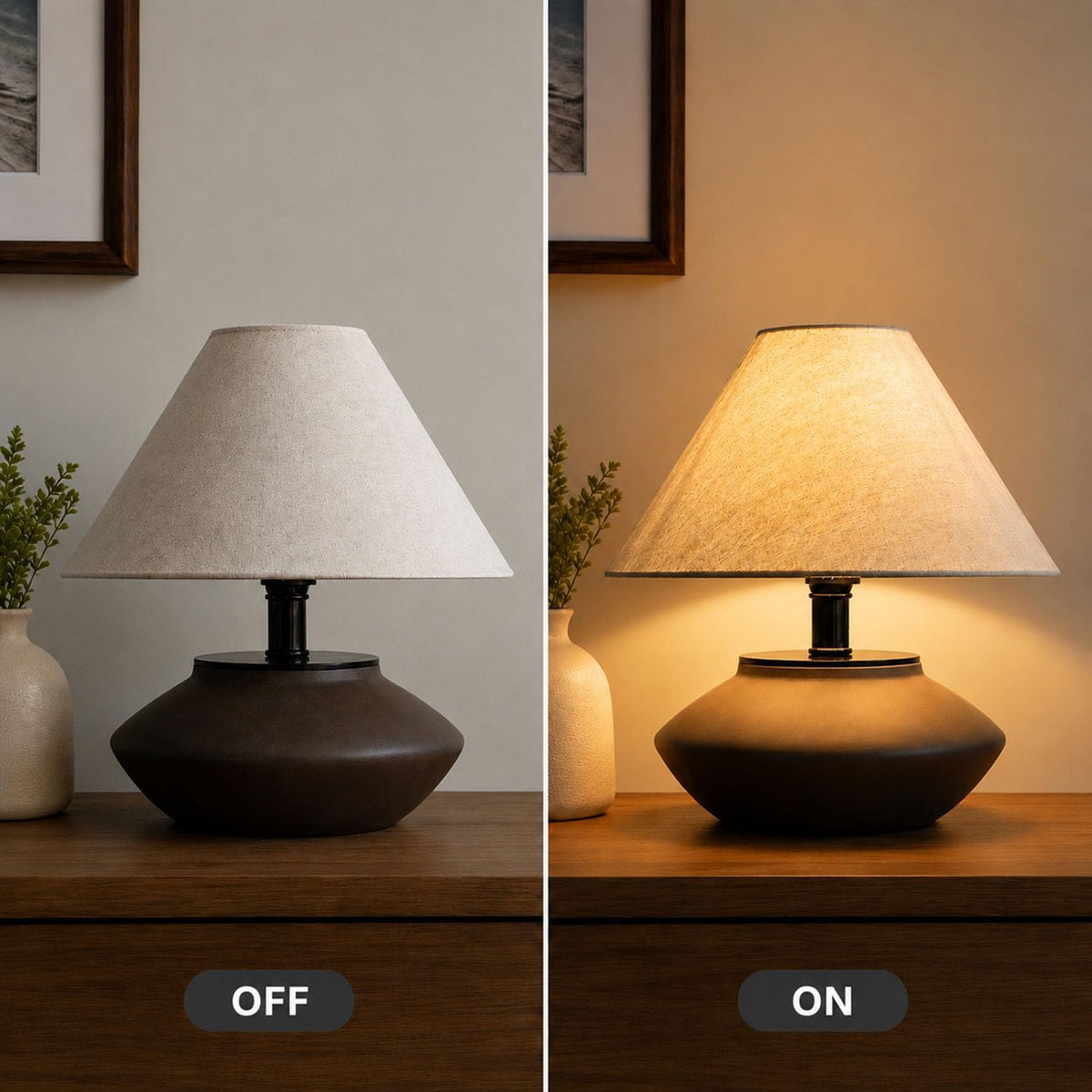 Genesolar Farmhouse Ceramic Table Lamp – Black Base, Linen Shade