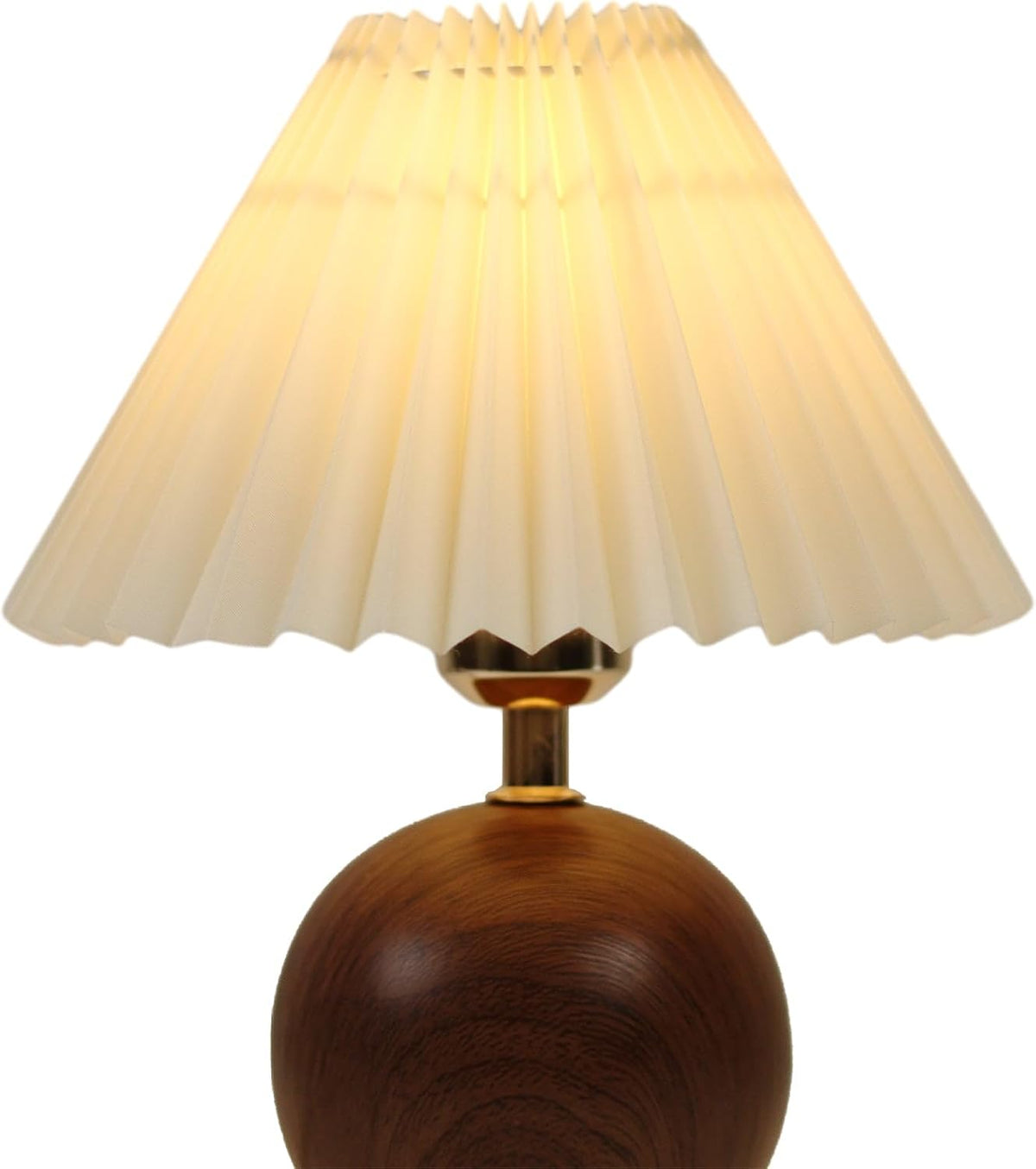 Genesolar Ceramic Globe Table Lamp – Walnut Base, Beige Shade