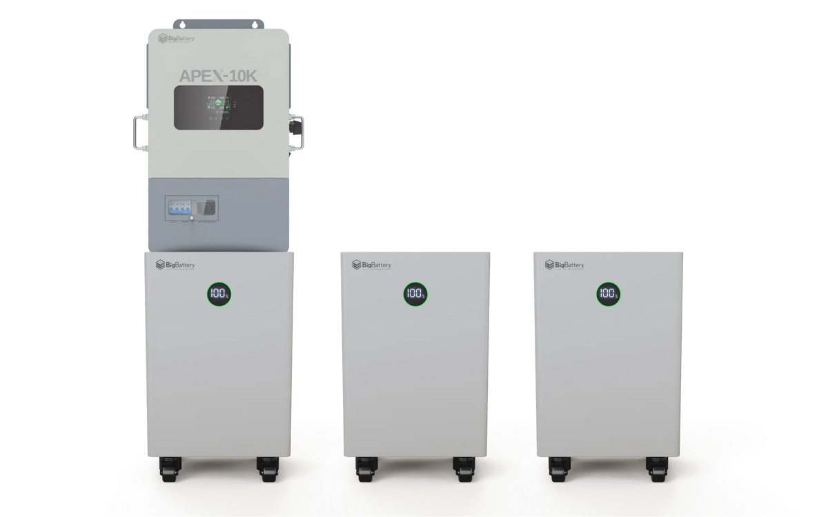 BigBattery NEXUS 51.2V 15kWH LiFePO4 Battery + APEX 10K Off-Grid Inverter
