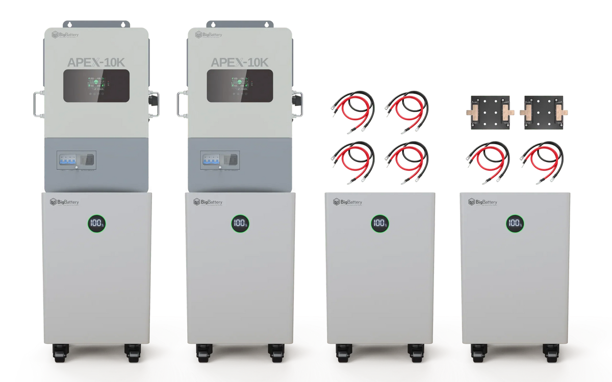 BigBattery NEXUS 51.2V 15kWH LiFePO4 Battery + APEX 10K Off-Grid Inverter