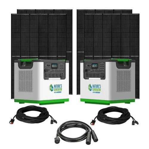 Natures Generator 2 x Lithium 3600 Solar Generator With 4 x 410W Monocrystalline Solar Panel