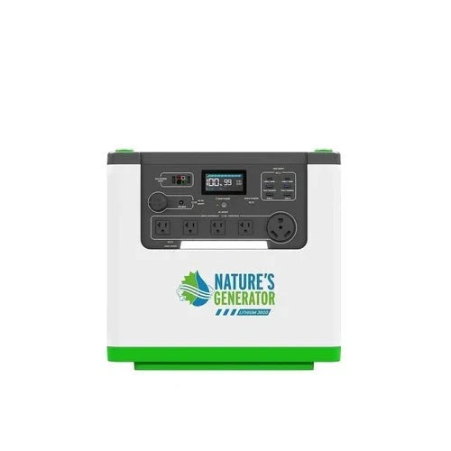 Natures Generator Lithium 3600 With Power Pod + 4 x 100W Monocrystalline Solar Panel + Wind Turbine