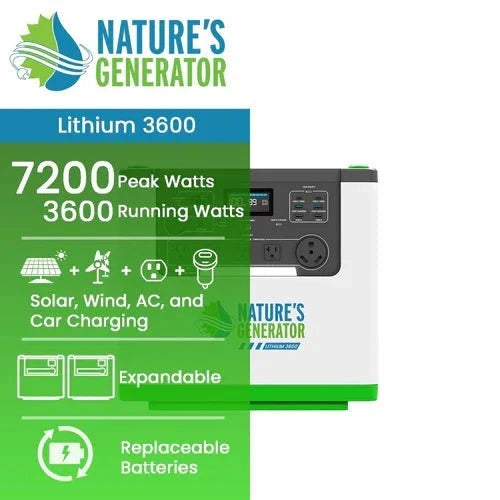 Natures Generator Lithium 3600 Power Station (3600W/3072Wh)