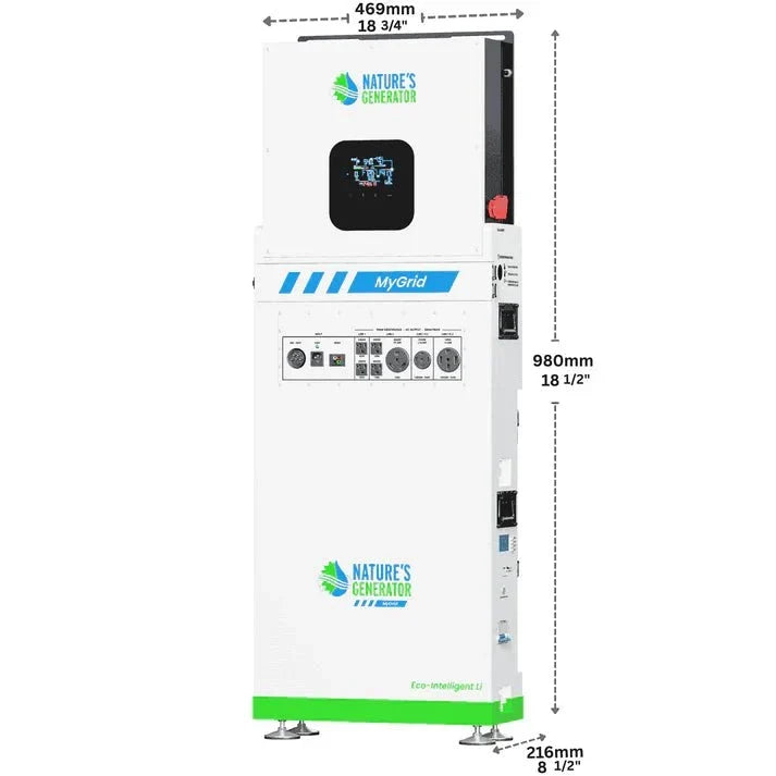 Natures Generator MyGrid 10K + Solar Battery + 12 x 410W Rigid Solar Panel + 350W Wind Turbine