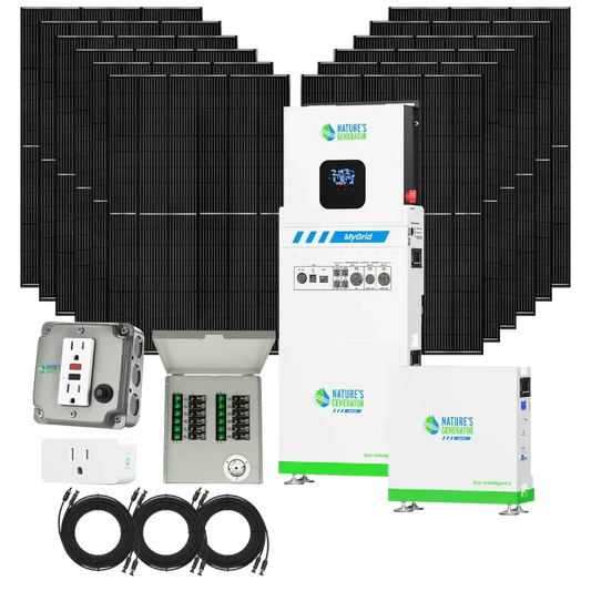 Natures Generator MyGrid 10k + Solar Battery + 12 x 410W Rigid Solar Panels + 50A Manual Transfer Switch + GFCI Box + Smart Plug