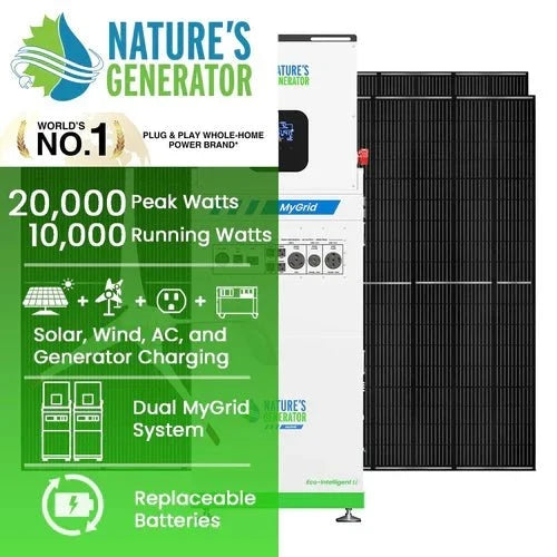 Natures Generator MyGrid 10K With 4 x 410W Rigid Solar Panel + 350W Wind Turbine